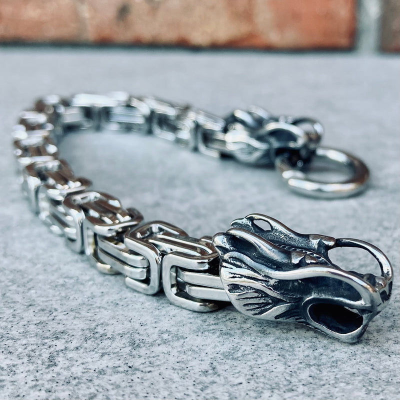 Men's Stainless Steel Dragon Head & Braided Rope STRENGTH Bracelet –  zenheavens